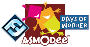 Fantasy Flight Games, Asmodee Games, and Days of Wonder logos