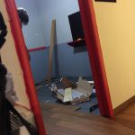 John installing the bamboo wood floor Bamboo wood floor going in