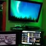 Veiwscreen #2 and my 2 PC monitors and the PS3. The 2 PC screens show TOS related Youtube videos and were playing SFX for ambience. The PS3 sits on a shelf below the TV.